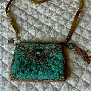 Mary Frances New Day Crossbody Turquoise Beaded Western Boho Gemstone
